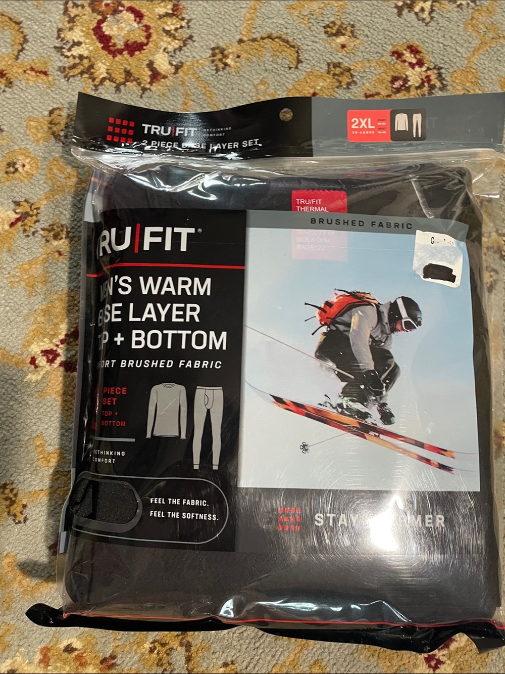 TRU FIT Men's Black Thermal 2 Piece Set